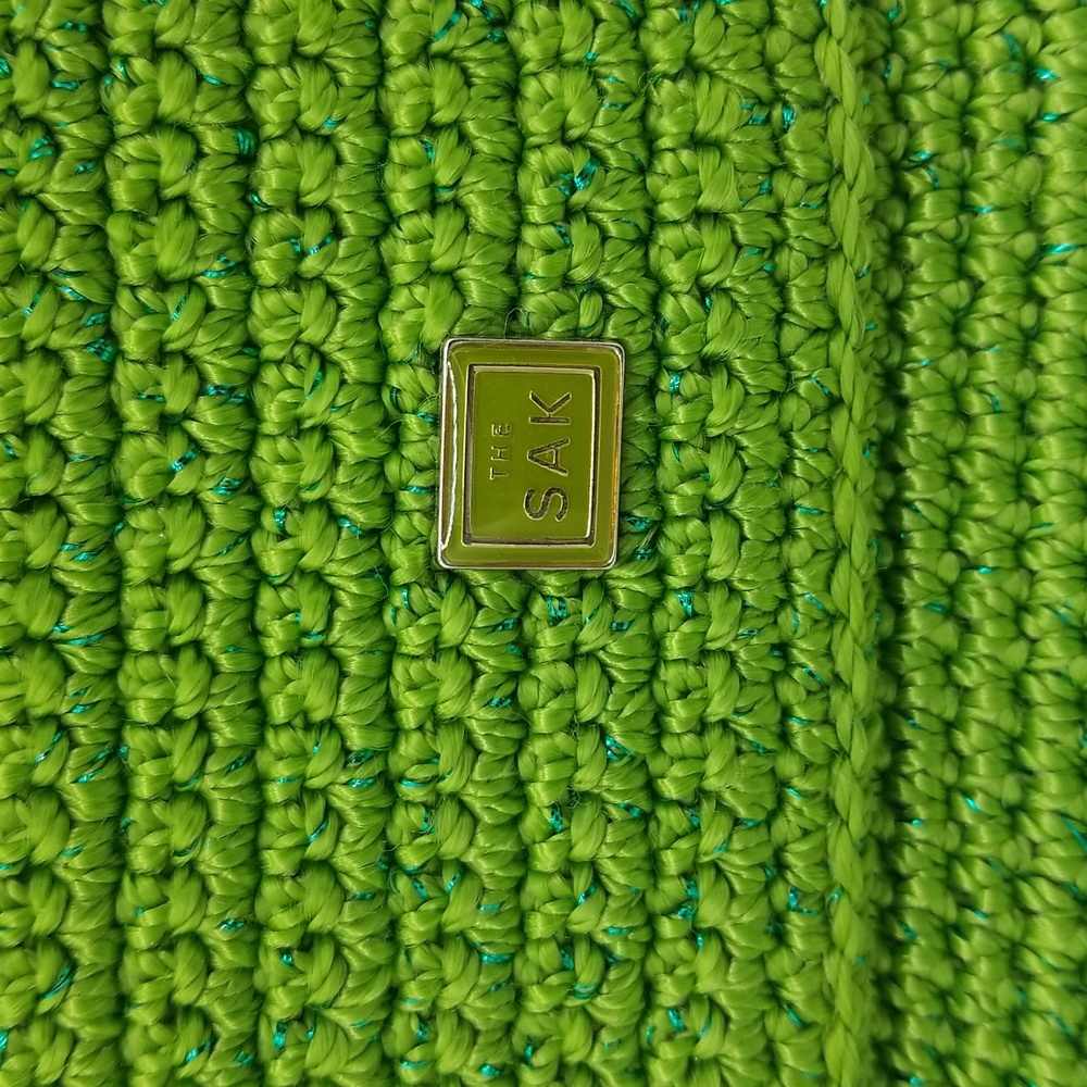The Sak Crochet Lime Green with Green Sparkle Square Zipper Crossbody Bag - Picture 2 of 14